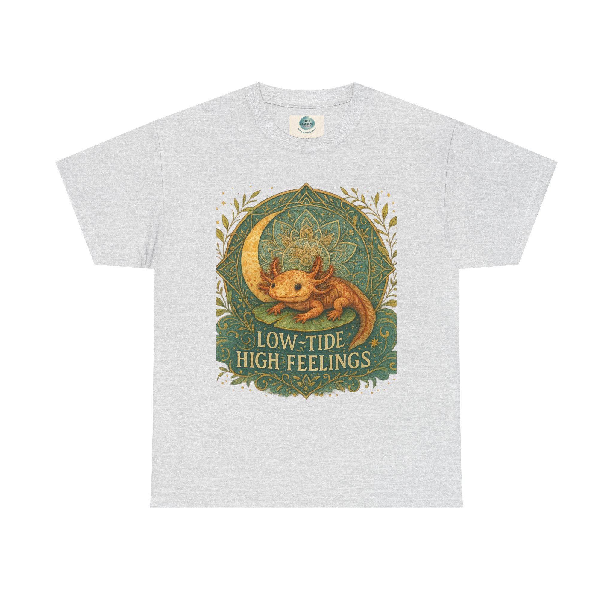 Axolotl Heavy Cotton Tee, Low-Tide High Feelings, Unisex Shirt