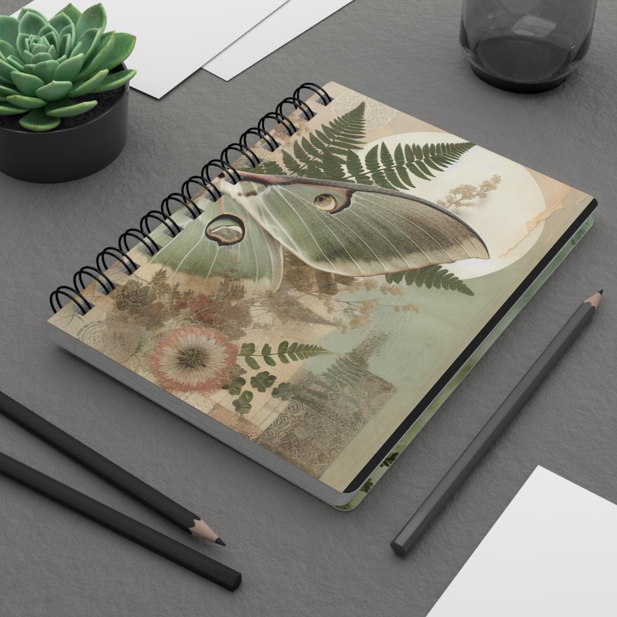 Butterfly Spiral Journal, Vintage Nature Design