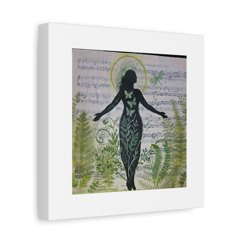Botanical Dragonfly Silhouette Canvas Print, Healing Mixed Media Wall Art