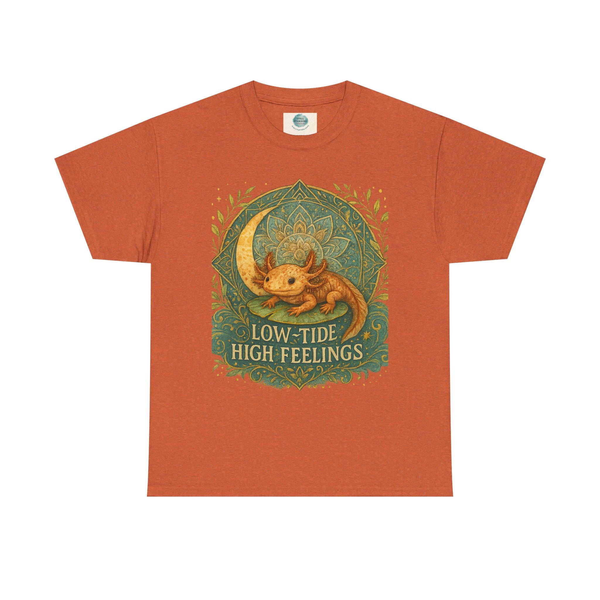 Axolotl Heavy Cotton Tee, Low-Tide High Feelings, Unisex Shirt