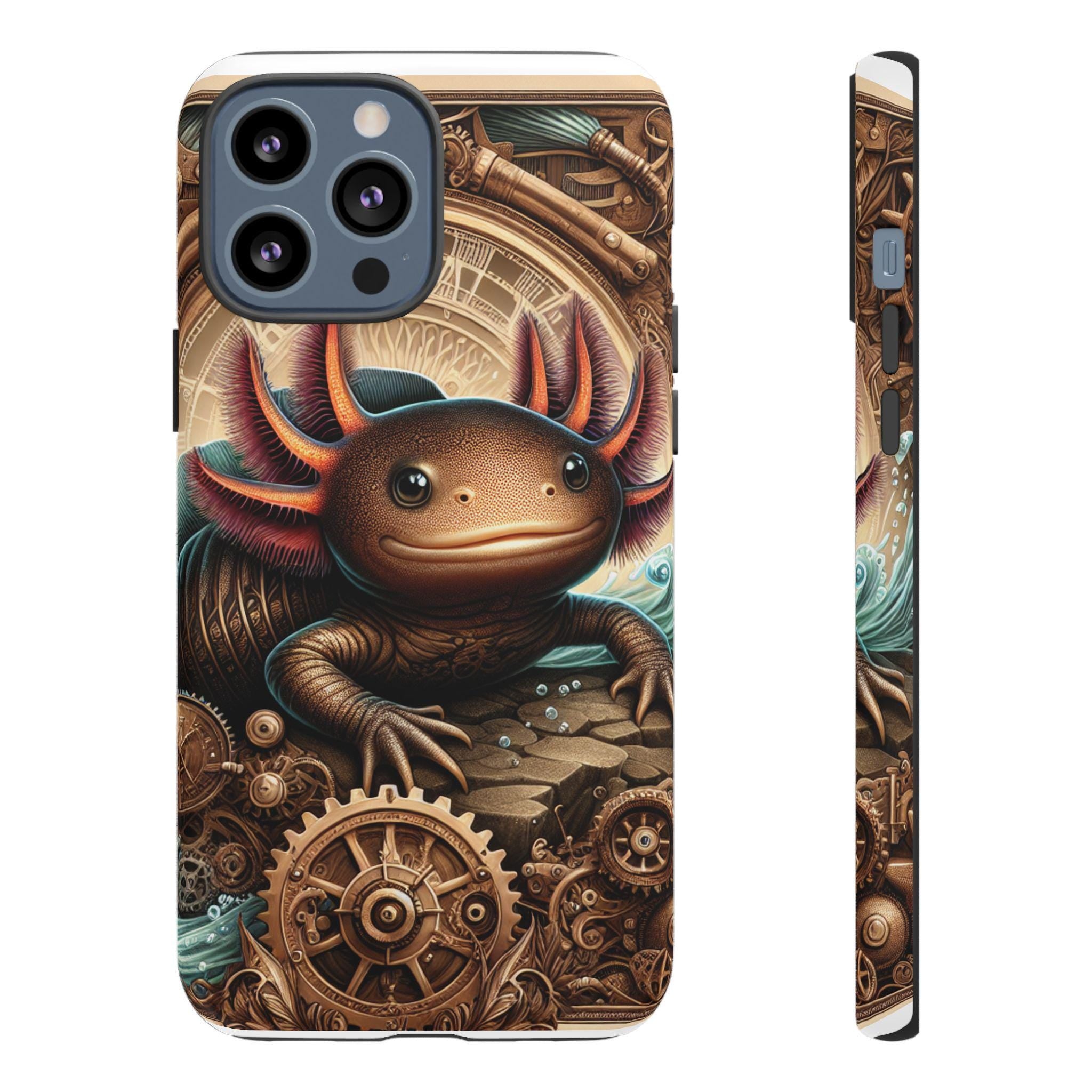 Steampunk Axolotl Protective Phone Case – Unique Cell Phone Cover