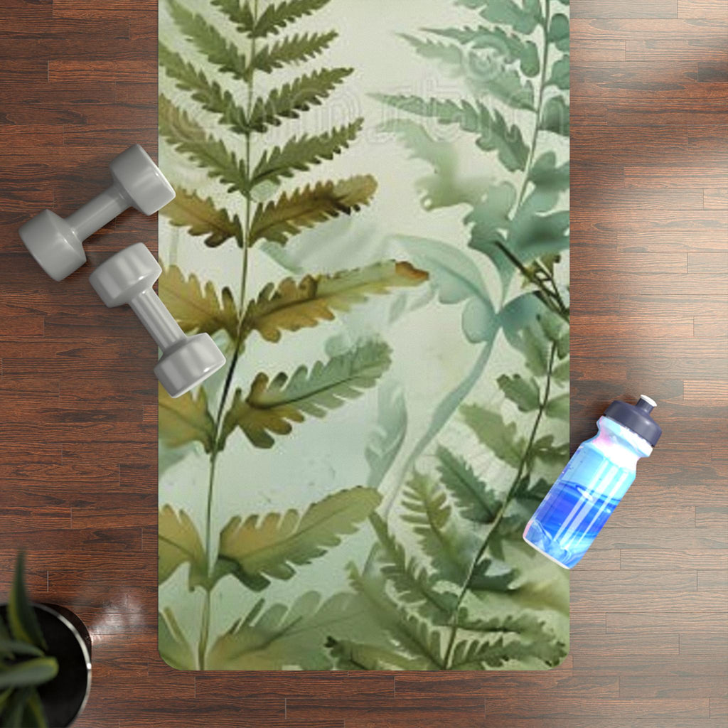 Fern Design Rubber Yoga Mat, Green Wellness, 24x70