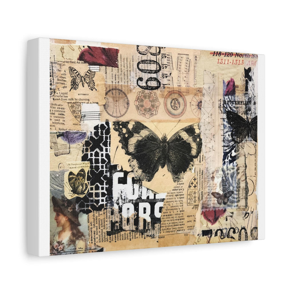 Butterfly Ephemera Art Print, Layered Mixed Media Collage (Digital Download)