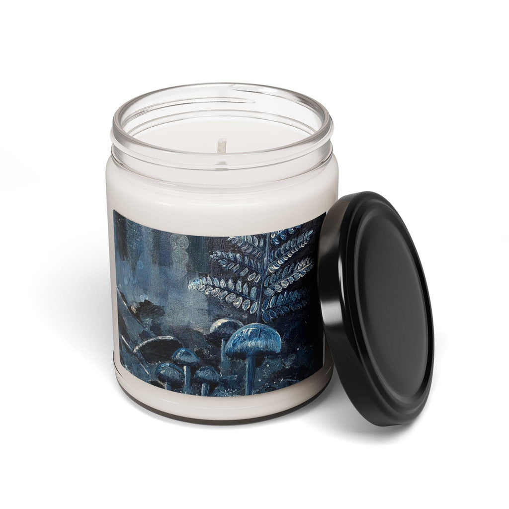 Forest Mushroom Soy Candle, Blue Gray Cozy Home Decor, 9oz