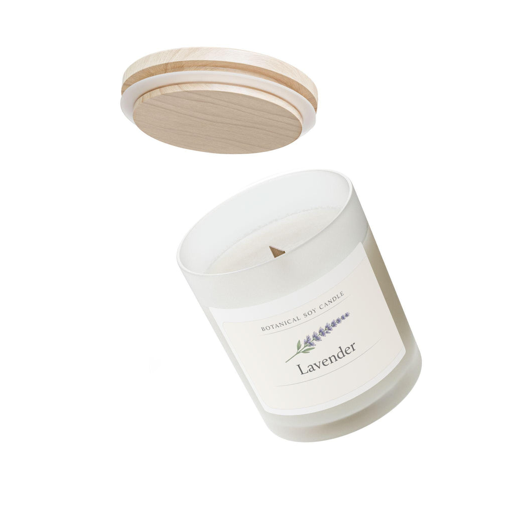 Lavender Botanical Soy Candle | Frosted Jar, Maple Lid, Coconut Wax, Relaxation