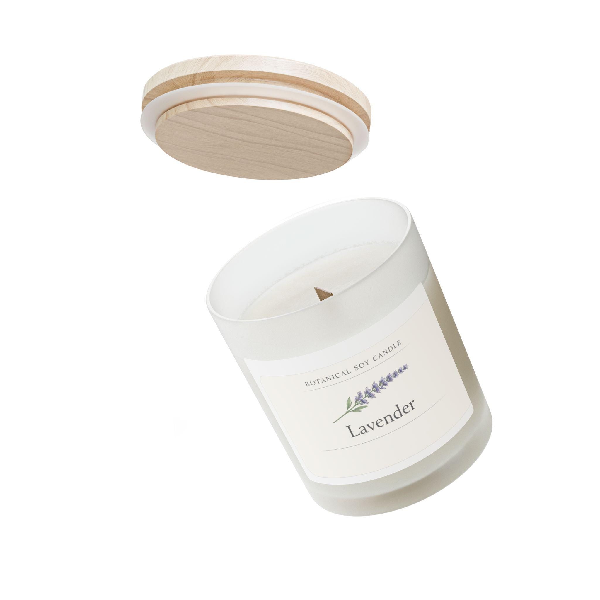 Lavender Botanical Soy Candle | Frosted Jar, Maple Lid, Coconut Wax, Relaxation